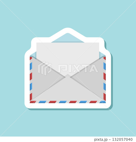 Envelope with letter sticker icon in flat style. Email document vector illustration on isolated background. Postcard sign business concept. Envelope with letter sticker icon in flat style. Email document vector illustration on isolated background. Postcard sign business concept. 132057040