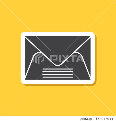 Envelope with letter sticker icon in flat style. Email document vector illustration on isolated background. Postcard sign business concept. 132057044