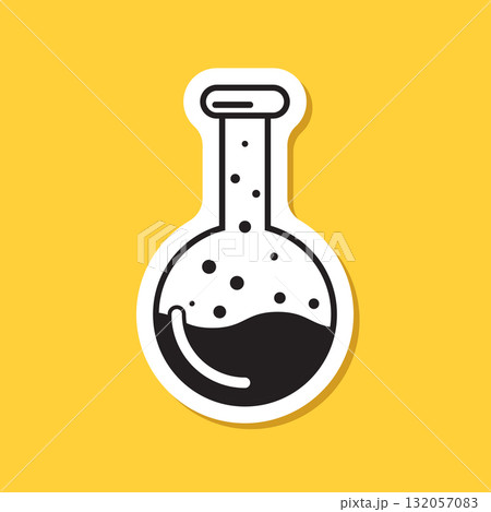 Science lab bottle sticker icon in flat style. Laboratory glassware equipment vector illustration on isolated background. Test tube sign business concept. Science lab bottle sticker icon in flat style. Laboratory glassware equipment vector illustration on isolated background. Test tube sign business concept. 132057083
