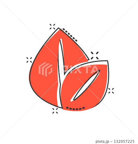 Leaf icon in comic style. Plant cartoon vector illustration on white isolated background. Flower splash effect sign business concept. Leaf icon in comic style. Plant cartoon vector illustration on white isolated background. Flower splash effect sign business concept. 132057225