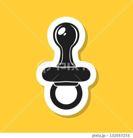 Baby pacifier sticker icon in flat style. Nipple for newborn child vector illustration on isolated background. Soother sign business concept. Baby pacifier sticker icon in flat style. Nipple for newborn child vector illustration on isolated background. Soother sign business concept. 132057253