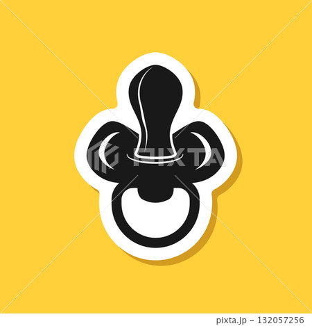 Baby pacifier sticker icon in flat style. Nipple for newborn child vector illustration on isolated background. Soother sign business concept. Baby pacifier sticker icon in flat style. Nipple for newborn child vector illustration on isolated background. Soother sign business concept. 132057256