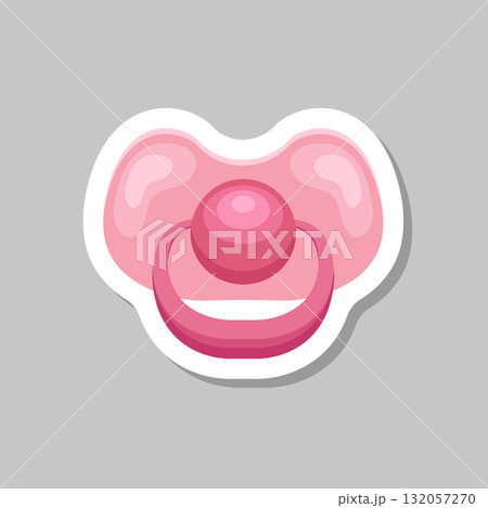 Baby pacifier sticker icon in flat style. Nipple for newborn child vector illustration on isolated background. Soother sign business concept. Baby pacifier sticker icon in flat style. Nipple for newborn child vector illustration on isolated background. Soother sign business concept. 132057270