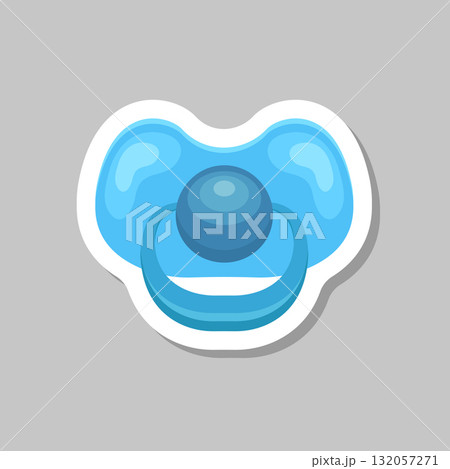 Baby pacifier sticker icon in flat style. Nipple for newborn child vector illustration on isolated background. Soother sign business concept. 132057271