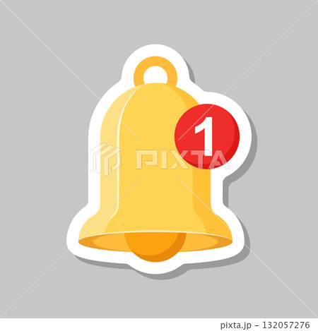 Notification bell sticker icon in flat style....のイラスト素材 [132057276] - PIXTA
