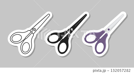 Scissor sticker icon set collection in flat style. Cutting hair equipment vector illustration on isolated background. Hairdressing sign business concept. Scissor sticker icon set collection in flat style. Cutting hair equipment vector illustration on isolated background. Hairdressing sign business concept. 132057282