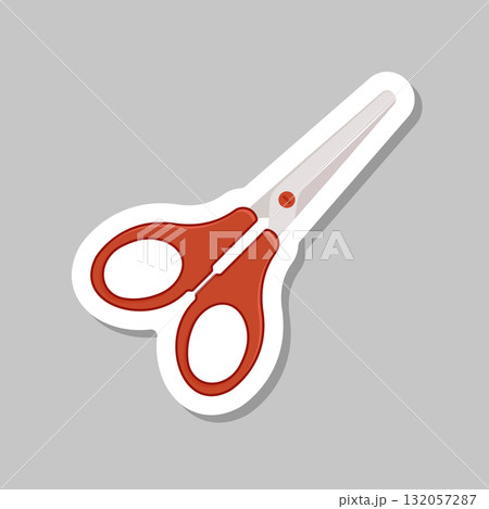 Scissor sticker icon in flat style. Cutting hair equipment vector illustration on isolated background. Hairdressing sign business concept. Scissor sticker icon in flat style. Cutting hair equipment vector illustration on isolated background. Hairdressing sign business concept. 132057287