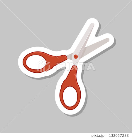 Scissor sticker icon in flat style. Cutting hair equipment vector illustration on isolated background. Hairdressing sign business concept. Scissor sticker icon in flat style. Cutting hair equipment vector illustration on isolated background. Hairdressing sign business concept. 132057288