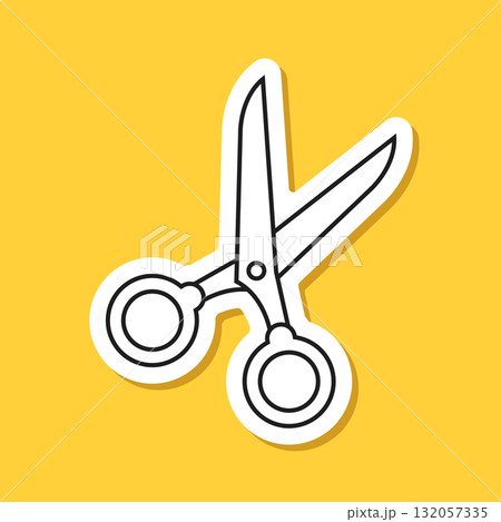 Scissor sticker icon in flat style. Cutting hair equipment vector illustration on isolated background. Hairdressing sign business concept. Scissor sticker icon in flat style. Cutting hair equipment vector illustration on isolated background. Hairdressing sign business concept. 132057335