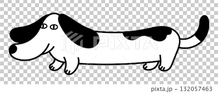 ユニークでゆるいタッチのダックスフント 132057463