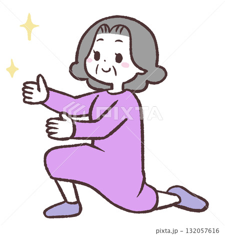 称賛するシニア女性のイラスト 132057616