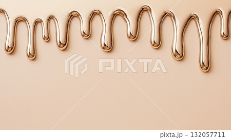 Shiny liquid gold drips on beige background Shiny liquid gold drips on beige background 132057711