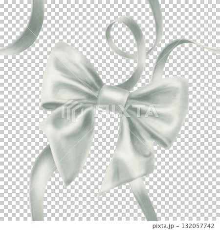 Vintage silk blue bow and wavy ribbons in seamless pattern for Christmas decoration presents,boxes,holidays gifts,wrapping paper.Hand drawn watercolor illustration on white background Vintage silk blue bow and wavy ribbons in seamless pattern for Christmas decoration presents,boxes,holidays gifts,wrapping paper.Hand drawn watercolor illustration on white background 132057742