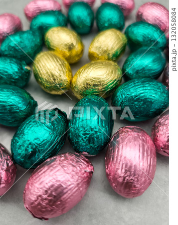 Colorful chocolate eggs celebrating orthodox easter festivities in prague Colorful chocolate eggs celebrating orthodox easter festivities in prague 132058084