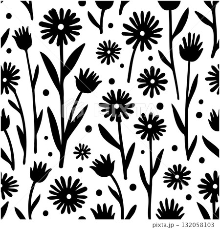Elegant Black and White Floral Pattern for Backgrounds and Textile Designs Elegant Black and White Floral Pattern for Backgrounds and Textile Designs 132058103