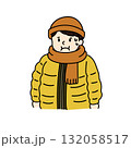 冬に着ぶくれしている男性のイラスト 132058517