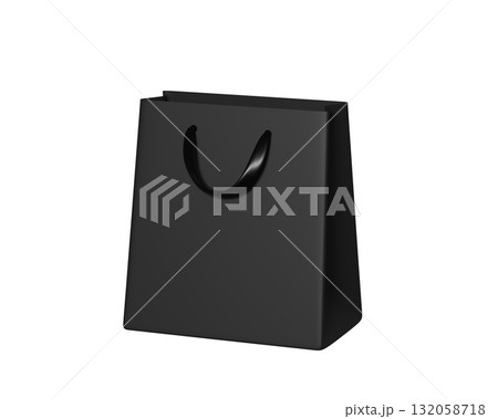 3D Black Shopping Bag. Assortment of Shopping Bags for Black Friday. 3d render 3D Black Shopping Bag. Assortment of Shopping Bags for Black Friday. 3d render 132058718