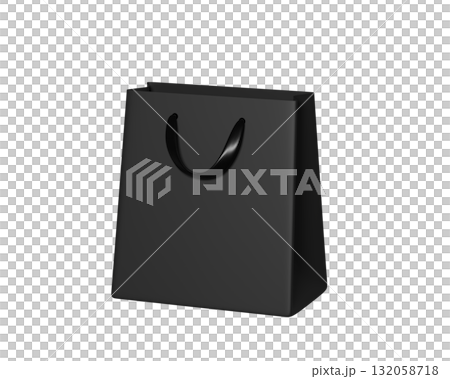 3D Black Shopping Bag. Assortment of Shopping Bags for Black Friday. 3d render 3D Black Shopping Bag. Assortment of Shopping Bags for Black Friday. 3d render 132058718