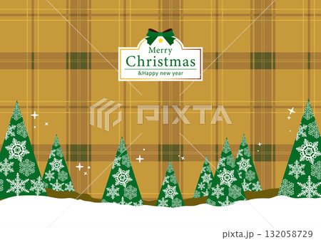 チェック柄のクリスマス背景素材 132058729