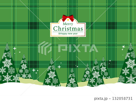 チェック柄のクリスマス背景素材 132058731