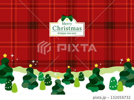 チェック柄のクリスマス背景素材 132058732