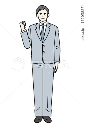 ポーズをとる働くスーツ姿のビジネスマン ポーズをとる働くスーツ姿のビジネスマン 132058874