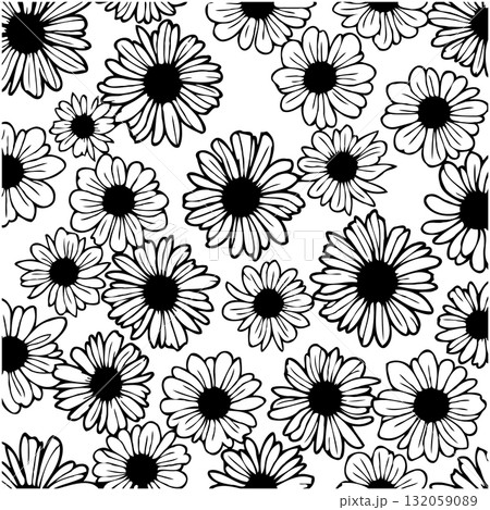 Elegant Floral Pattern: A Seamless Daisy Design for Backgrounds and Textiles Elegant Floral Pattern: A Seamless Daisy Design for Backgrounds and Textiles 132059089