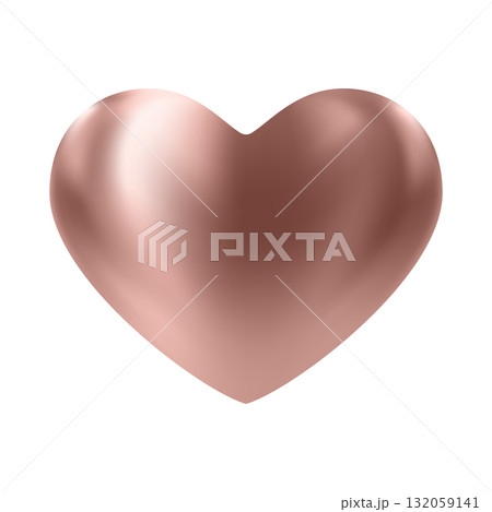 Bronze glossy 3d heart. Luxury realistic heart balloon. 132059141
