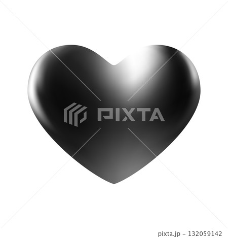 Black glossy 3d heart. Luxury realistic heart balloon. Black glossy 3d heart. Luxury realistic heart balloon. 132059142