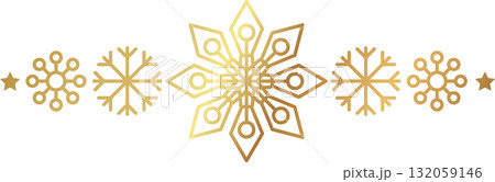 Gold snowflake border. Winter Christmas design decoration. 132059146