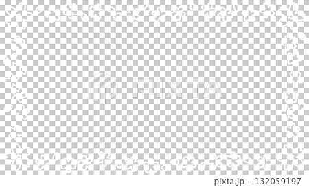 Hand-drawn black and white frame of cherry blossoms, white line drawing 132059197