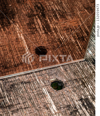 An old board and a tinted mirror. Abstract poster diagonal composition An old board and a tinted mirror. Abstract poster diagonal composition 132059473