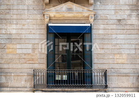 Balcony with glass door. 132059911