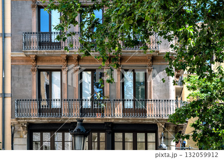 Building facade with balconies. Building facade with balconies. 132059912