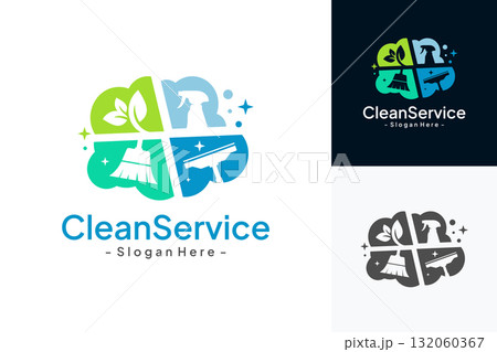 Set of cleaning service with foam bubble logo vector illustration. Eco-friendly home and window cleaning icon design. Set of cleaning service with foam bubble logo vector illustration. Eco-friendly home and window cleaning icon design. 132060367