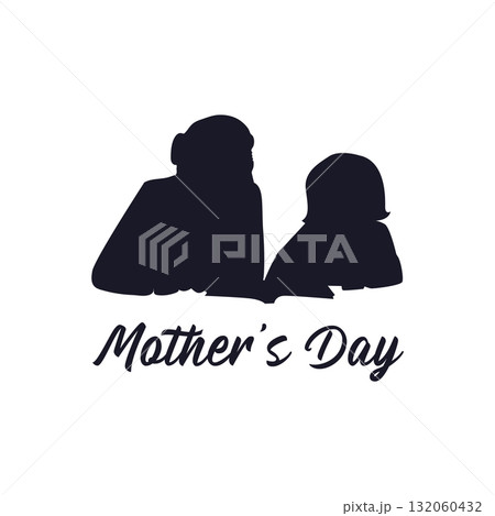 Happy Mother Day's Silhouette Logo Design Template. Vector Illustration 132060432