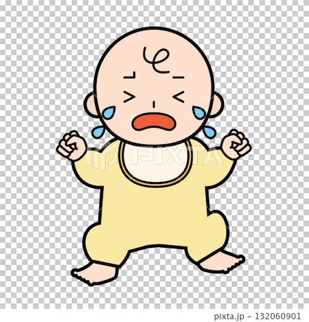 嬰兒大聲哭鬧的全身插圖 132060901