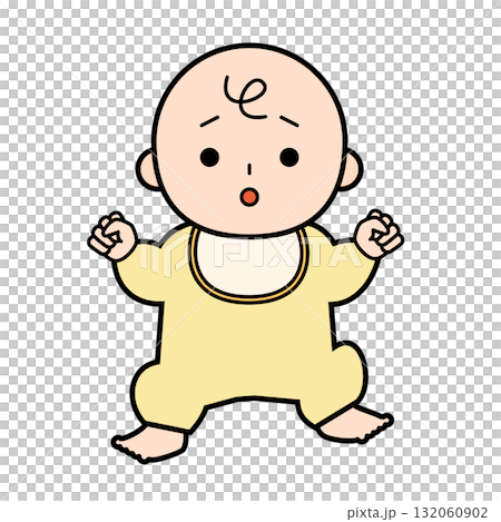 疑問を抱く赤ちゃんの全身のイラスト 疑問を抱く赤ちゃんの全身のイラスト 132060902