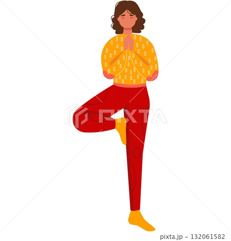 Woman yoga fitness pose vector icon illustration Woman yoga fitness pose vector icon illustration 132061582