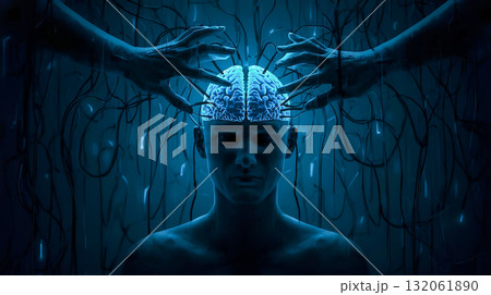 洗脳されている人物のイメージイラスト 132061890