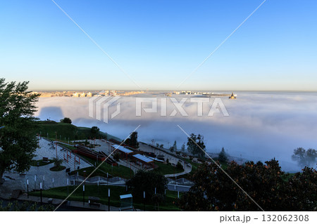 Fog Over River at Sunrise Nizhny Novgorod Fog Over River at Sunrise Nizhny Novgorod 132062308