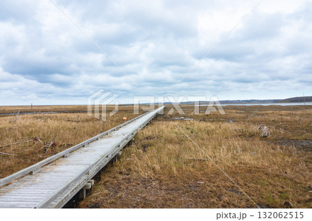 最果て感のある北海道根室市の秋の春国岱の風景 132062515