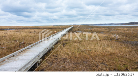 最果て感のある北海道根室市の秋の春国岱の風景 132062517