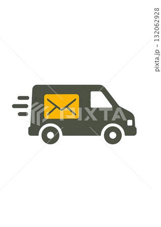 Delivery van illustration with mail symbol in motion for fast shipping concepts 132062928