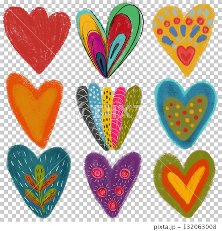 Set of Hearts . Whimsical collection. love Shapes for your design. Textured Valentine's Day signs. Hand Drawn illustration. Set of Hearts . Whimsical collection. love Shapes for your design. Textured Valentine's Day signs. Hand Drawn illustration. 132063008