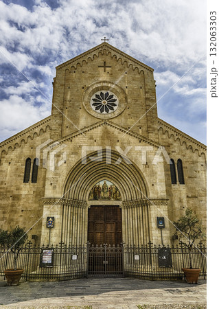 Facade of the romanic Cathedral of Sanremo, Italy 132063303