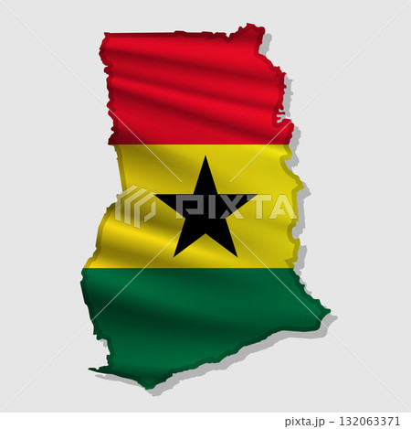 Vector flag Ghana in the form of a map 132063371