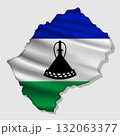 Vector flag Lesotho in the form of a map 132063377