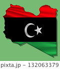 Vector flag Libya in the form of a map 132063379