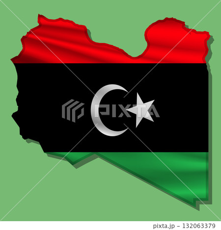 Vector flag Libya in the form of a map Vector flag Libya in the form of a map 132063379